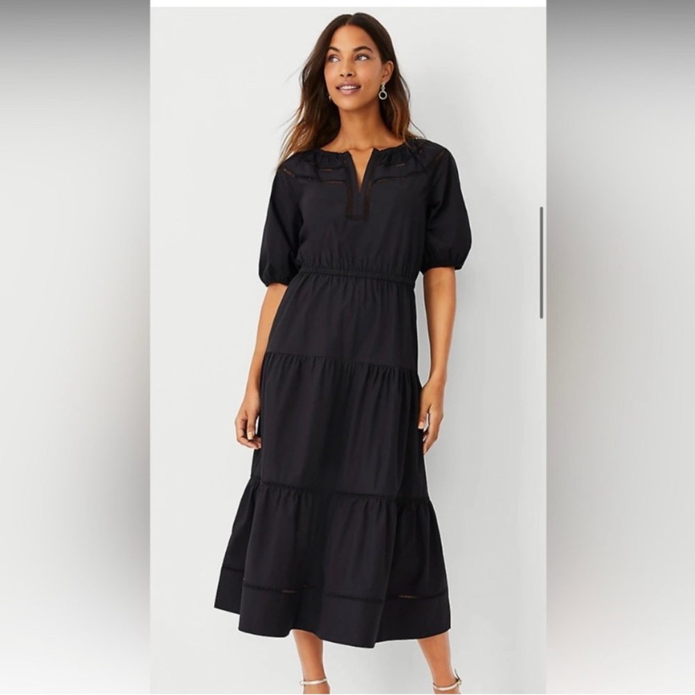 Ann Taylor Cutout Placket Midi Dress